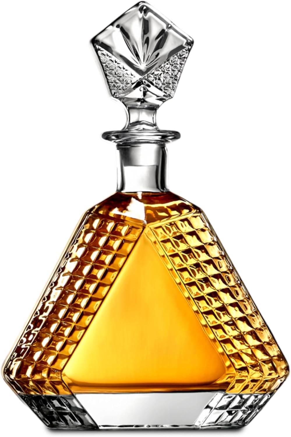 Triangle Whiskey Decanter 650ml – Premium Glass Liquor Decanter with Solid Glass Stopper, Stylish Barware for Bourbon, Scotch & Spirits, Gift-Ready Packaging, Gift for Husband or Her