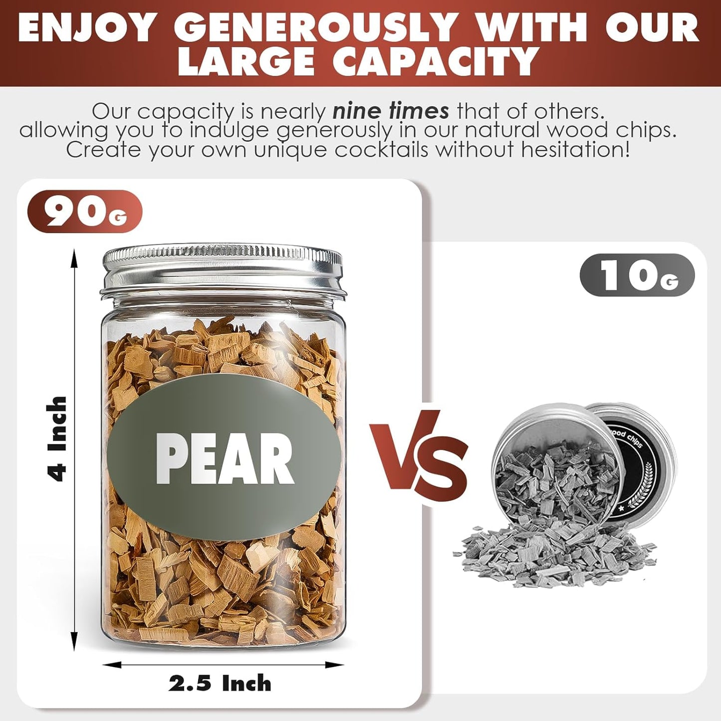 Natural Wood Chips for Smoker, (8 Gift Pack - Apple, Cherry, Oak, Pecan, Pear, Peach, Walnut, Beech) 8 OZ Each| Smoker Woodchips for Smoking Gun and BBQ, Great for Beef Pork Chicken Fish and Whisky