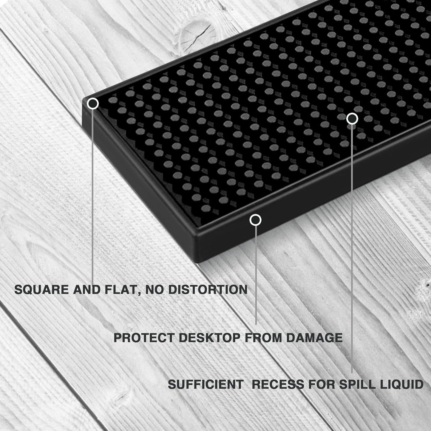 BARsics 17.5x3.5 inches Long PVC Bar Rail Mat Non-Slip Serving Spill Mat (Pack of 2)