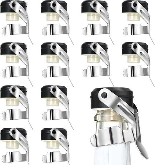 Stainless Steel Champagne Stoppers 2.71 x 1.93 Inch Wine Bottle Stoppers Sealer Reusable Champagne Cork Bottle Plug Beverage Bottle Stopper for Keeping Wine Fresh(12 Pieces)