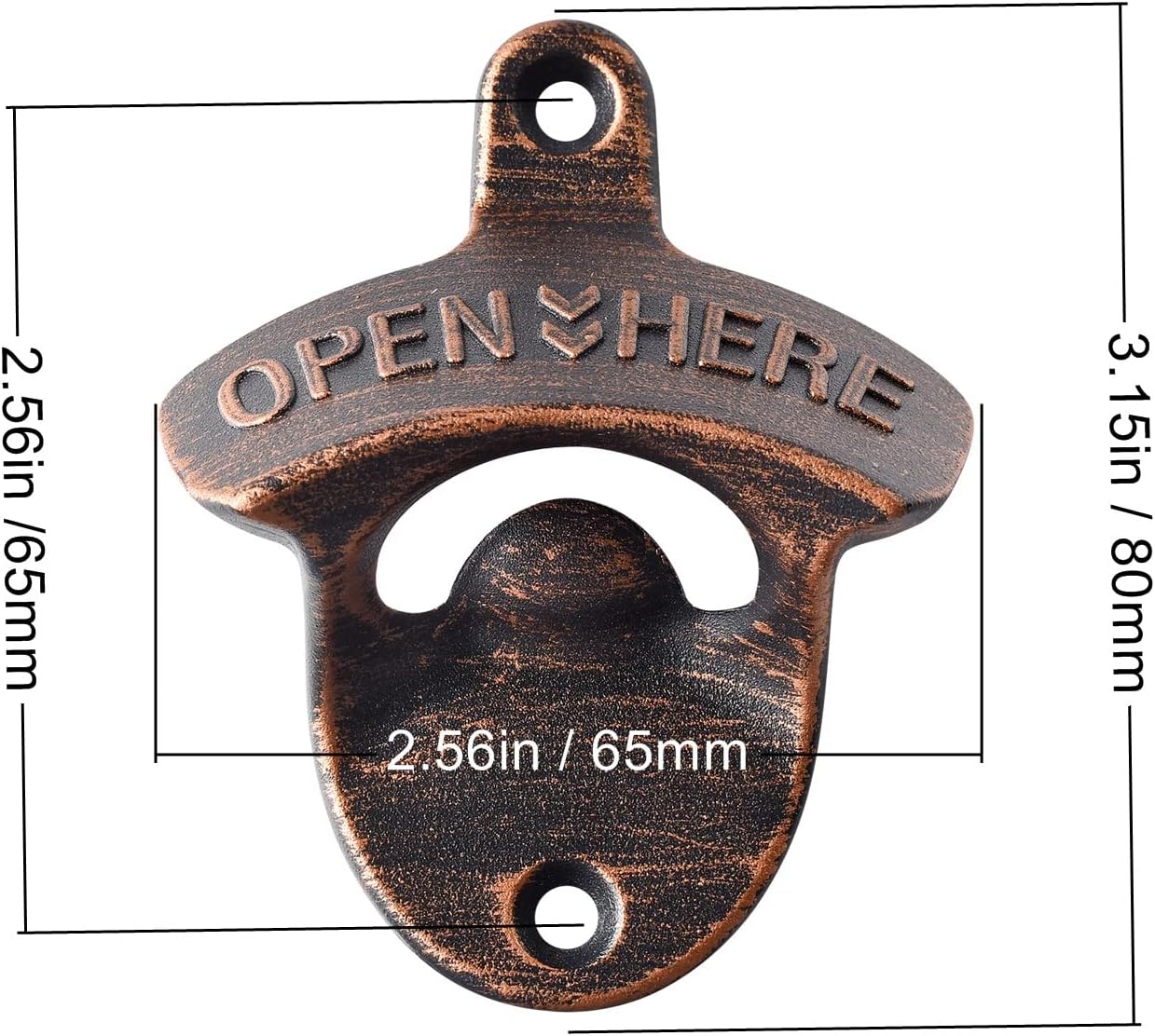 Rustic Beer Bottle Opener with Cap Catcher Wall Mounted Soda Top Opener and Cap Holder Antique Copper