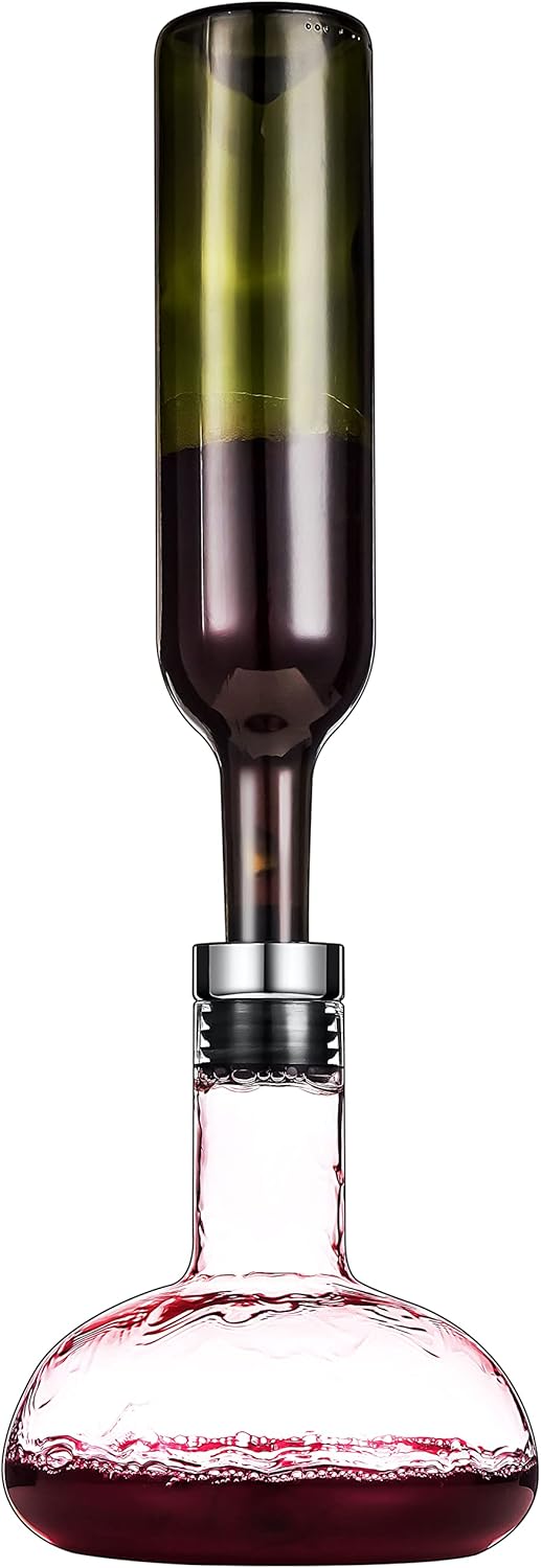 Circulation Wine decanter 50oz Wine Carafe with lid,100% Hand Blown Crystal Aerator decanter,Superior Red Wine Decanter Gift For Wine Accessories