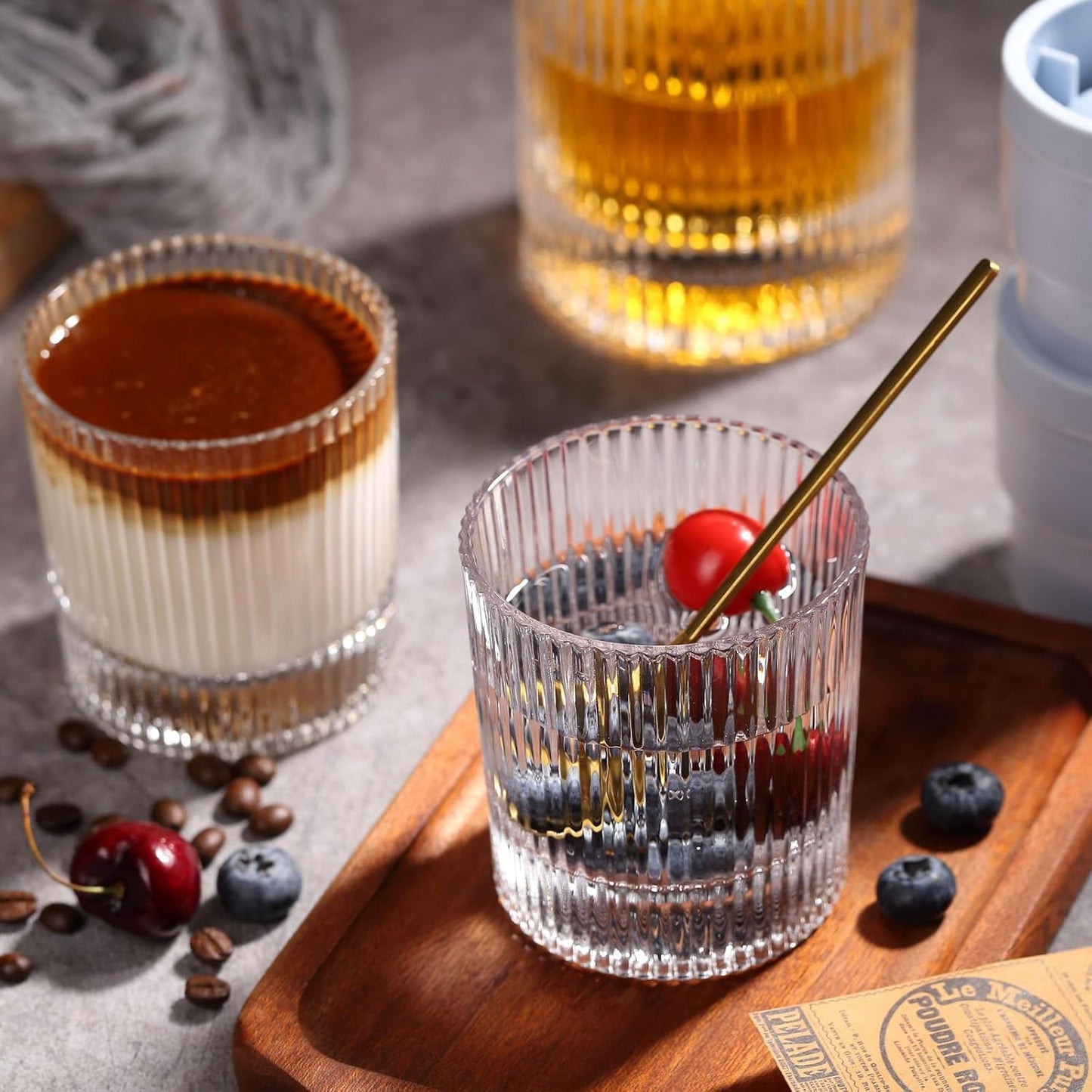 Whiskey Decanter Set with Gift Box - Includes 2 Crystal Bourbon Glasses and 2 Big Ice Ball Molds - Whiskey Glasses Set for Scotch, Cocktails, Rum, Cognac, Vodka - Unique Gift for Men
