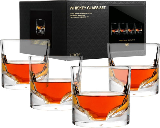 LIITON Grand Canyon Old Fashioned Whiskey Glasses, Set of 4, Mens Gift - Grand Canyon Pack of 4