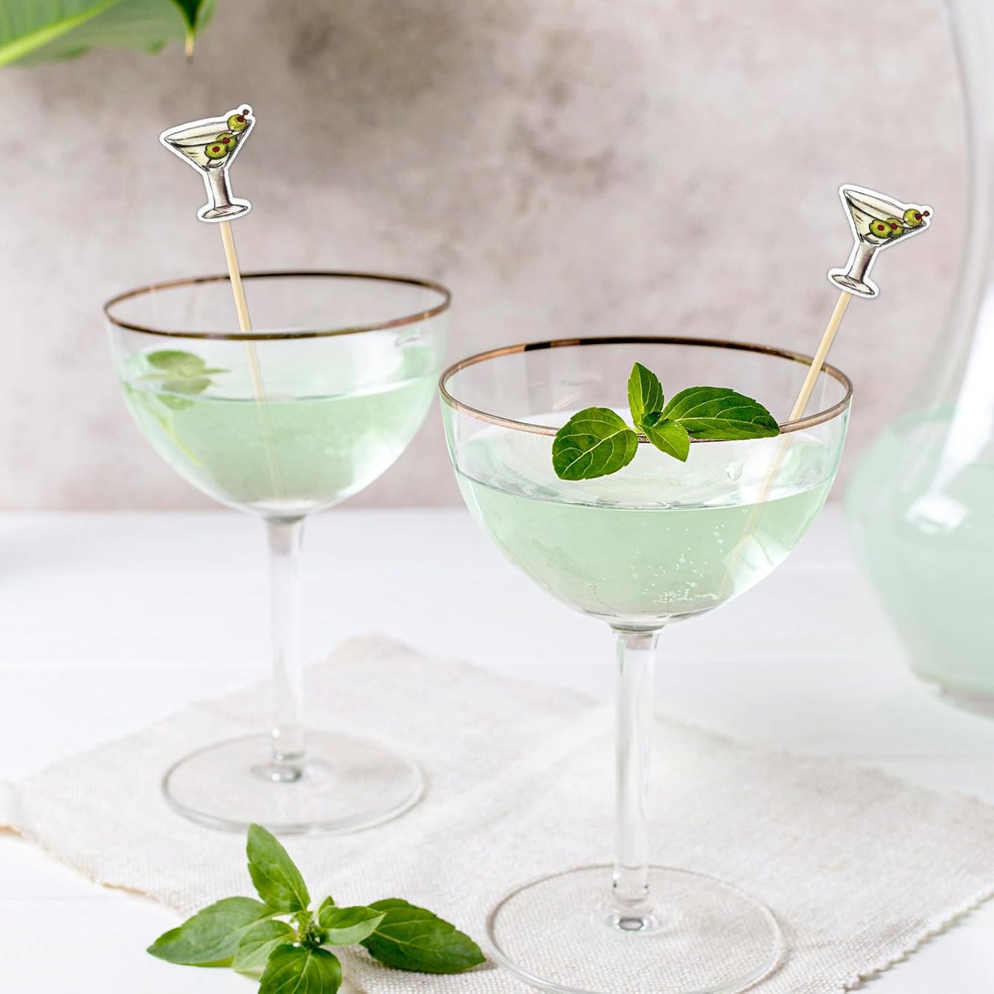 JarThenaAMCS 100Pcs Martini Cocktail Pick A Tini Bit Older Toothpick Martini Glasses Long Cocktail Appetizer Skewer for Fruit Drink Dessert Bachelorette Party Supplies