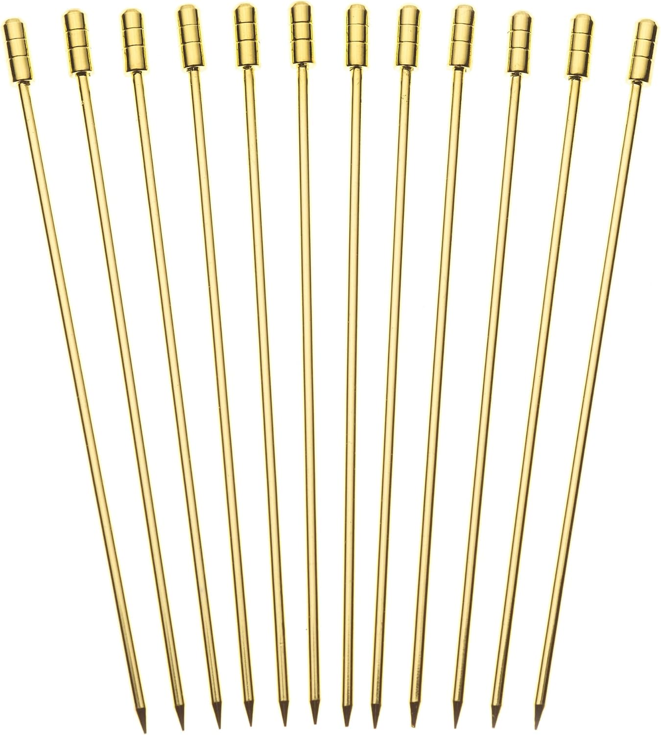 Barfly Cocktail Picks, Grooved, Gold Plated, Set 12, 4.5"