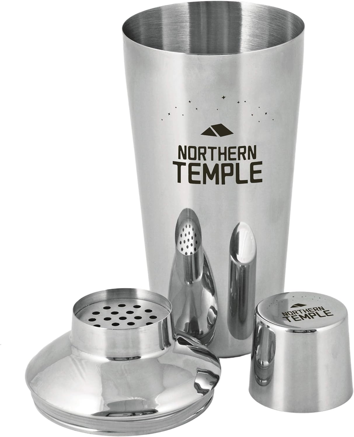 True Retro Stainless Steel Cocktail Shaker, Cold Brew Cocktails, Margarita, Whiskey Sour, Elegant Espresso Martini Shaker with Strainer and Jigger Cap, Home Bar Tools, Bartender Gifts, 34 oz, Silver