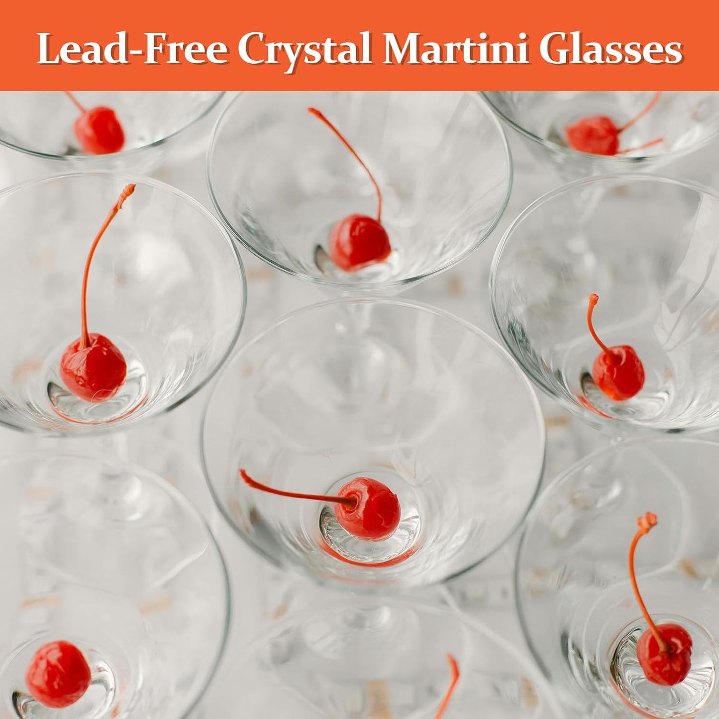 Martini Glasses Set of 4-9 oz, Handmade Premium Crystal Cocktail Glasses, Martini, Cosmopolitan, Manhattan, Gimlet, Pisco Sour, Christmas Gifts for Men Women, Clear