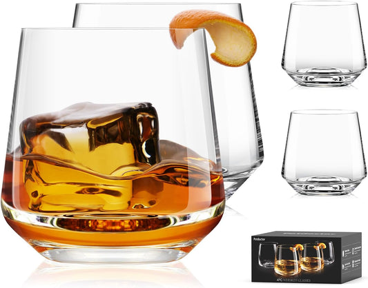 Whiskey Glasses Lead-Free Crystal Old Fashioned Glass Clear Set of 4 13.5oz - 13.5oz (4 count)