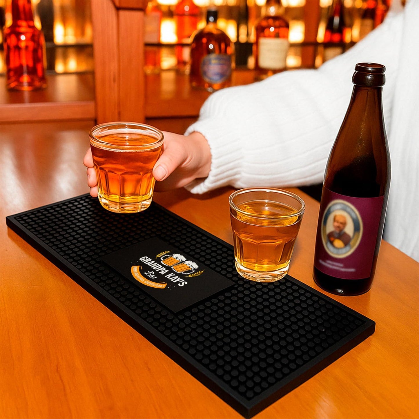 Personalized Bar Mat for Countertop – Custom Rubber Bar Service Mat for Home Bars Restaurants Gifts for Bartender Drinking Cocktail Lover (Color Custom)