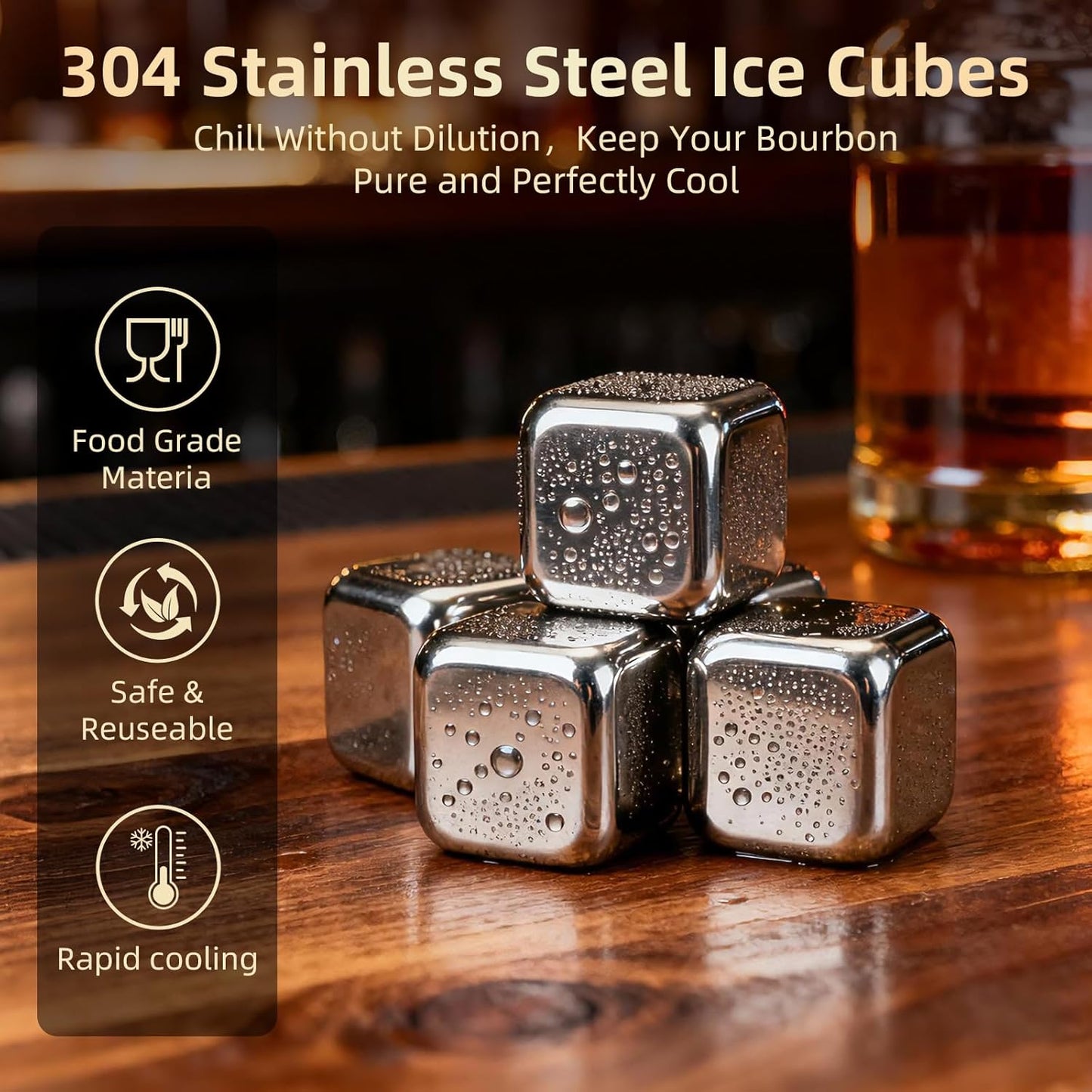 Charred Wooden Bourbon Drinking Glasses Set – Handcrafted Whiskey Cups with 8 Whiskey Stones – Great Whiskey Gifts for Men, Ideal Gift for Boyfriend, Dad, Husband & Friends