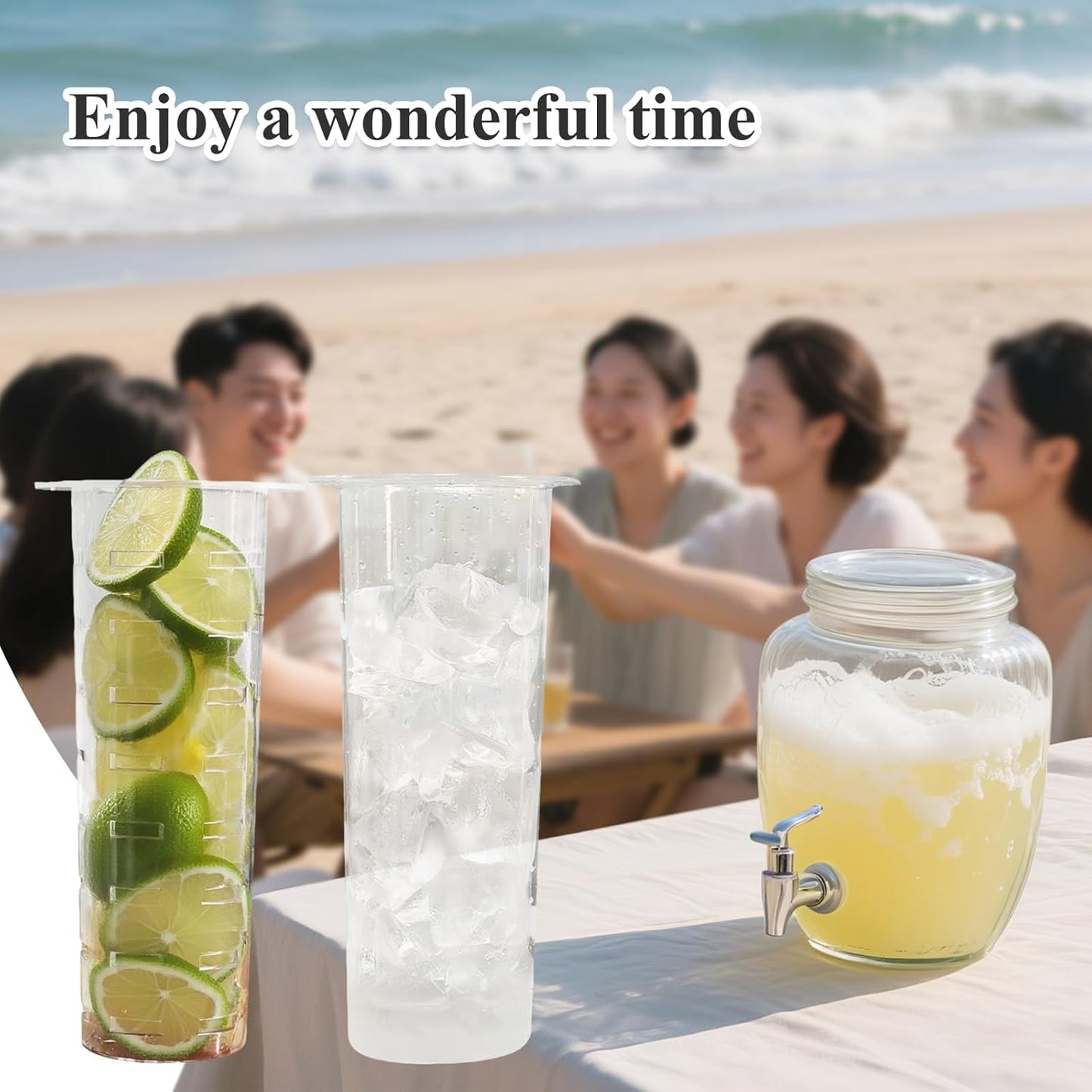 Fruit Infuser & Ice Cylinder for 1 Gallon Drink Dispensers,Compatible with 1 Gallon Mason Jars, Glass Pitchers Containers,Leak Proof Accessories for Iced Tea, Lemonade, Fruit Infused Water Drinks