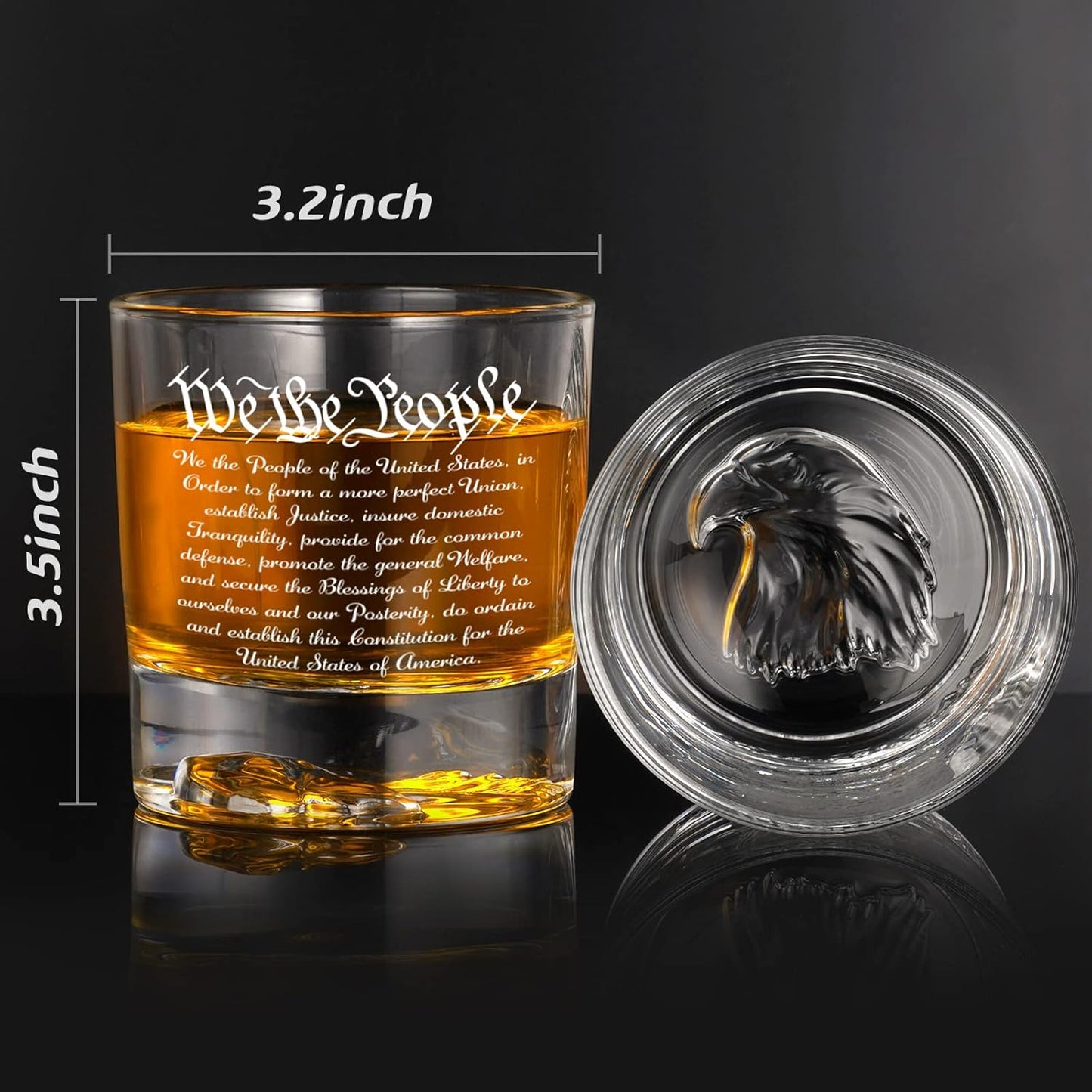 PONPUR 250th Anniversray Whiskey Decanter Engraved We The People American Flag, 750ml Whiskey Decanter Set with 2 Glasses, Boss Day Patriotic Birthday Gifts For Men Dad, Liquor Scotch Bourbon Presents