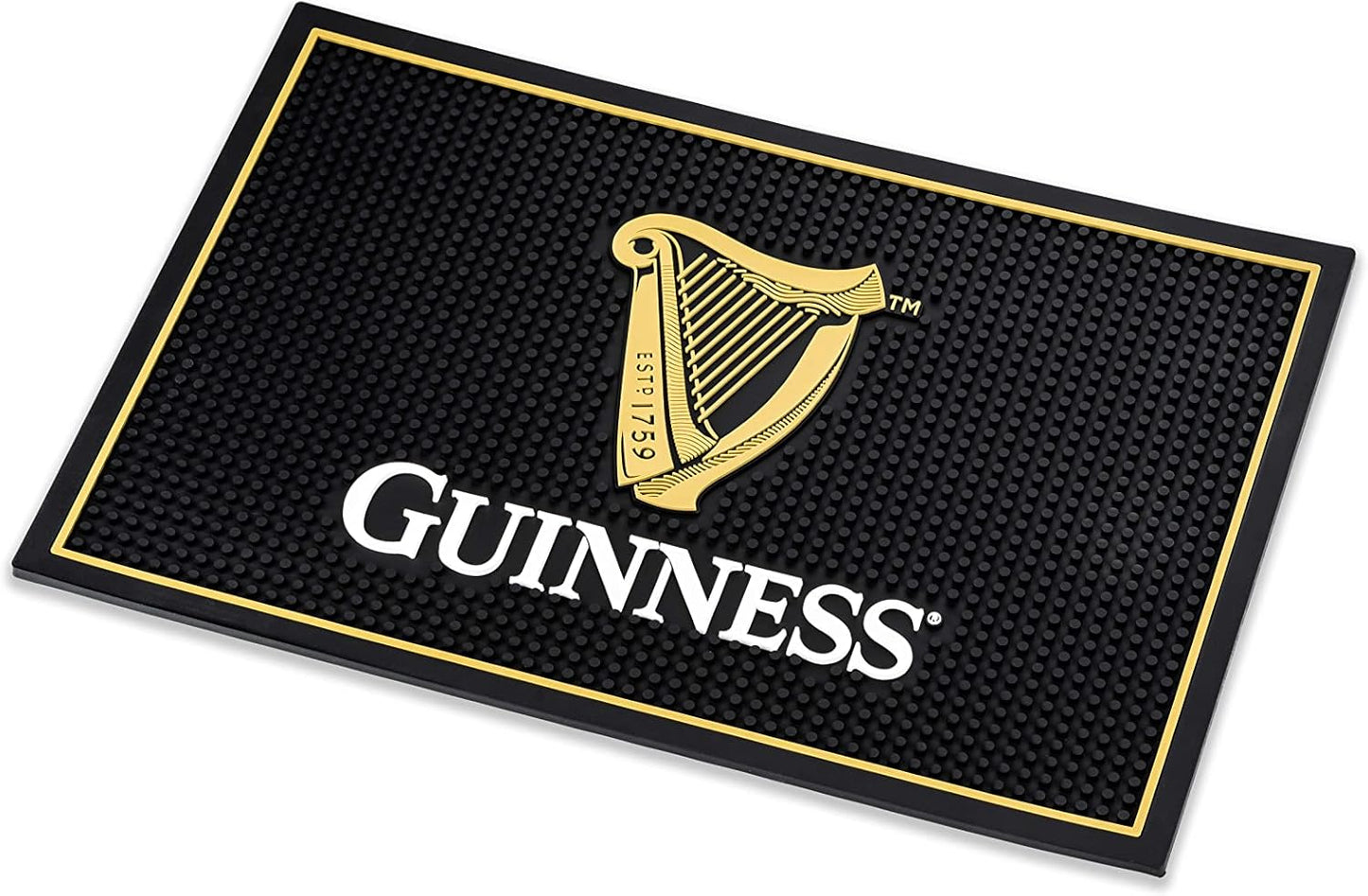 LORD'S ROCKS Guinness Bar and Spill Mat for Countertops | Irish Rubber Bar Mat for Drips with Guinness Harp Logo | Professional Bar Service Mat with Guinness Beer, 18 x 12” Compatible