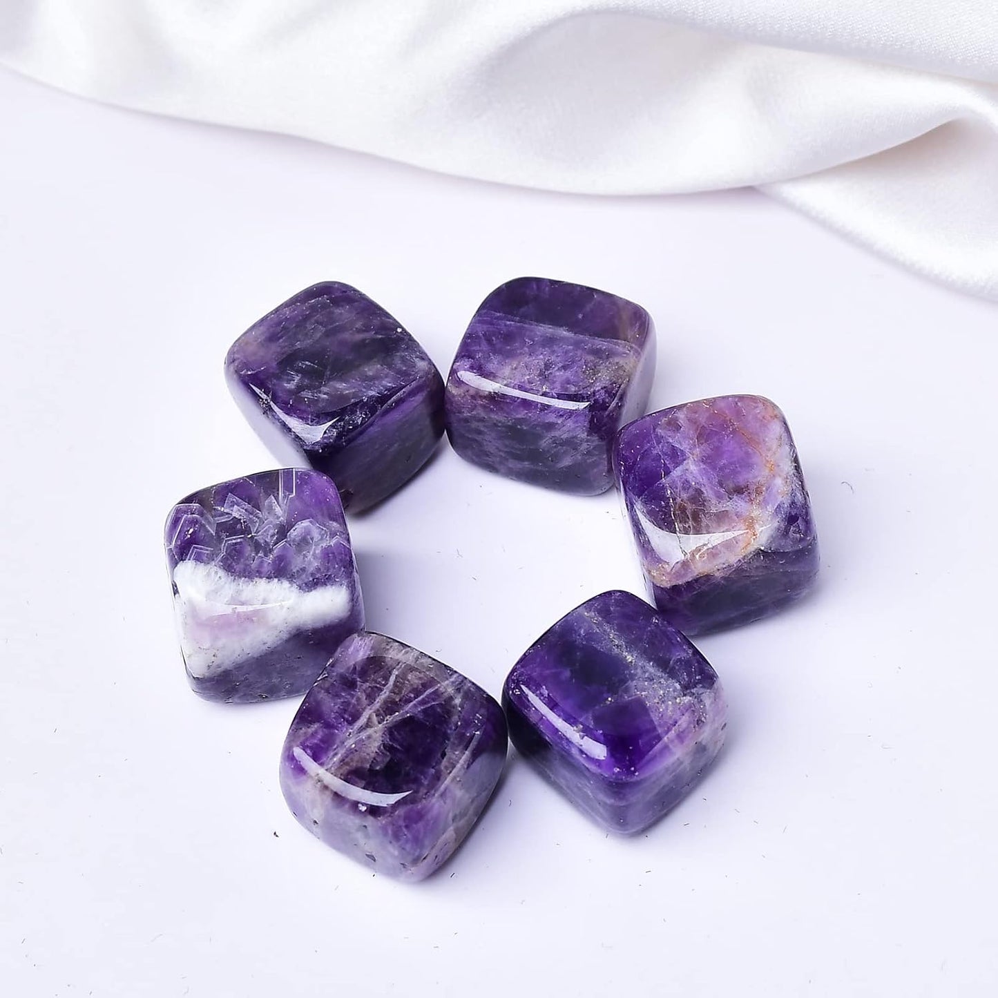 Amethyst Whiskey Stones Chilling Crystal Ice Cubes for Drinks Whiskey Rocks 0.7-0.8" Wine Cubes Gifts for Women Set of 6