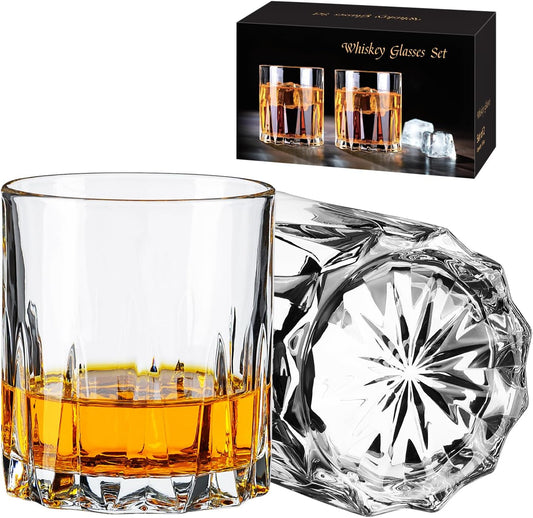 Whiskey Glasses, Bourbon Glass 11 oz, Whiskey Glasses Set of 2, Old Fashioned Glasses, Whisky Glass Sets, Rocks Glasses for Bourbon, Scotch, Cognac, Cocktails Dishwasher Safe Christmas