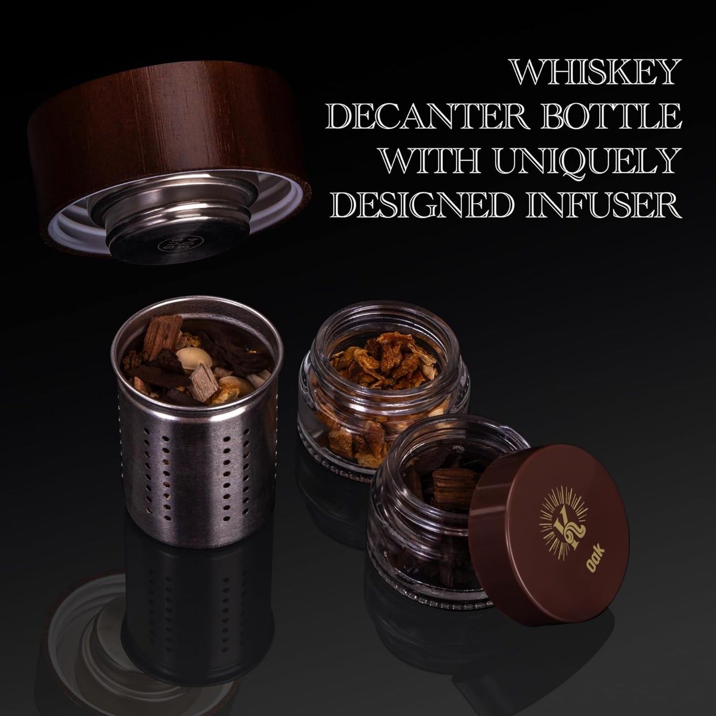 DIY Whiskey Gifts for Men - DIY Whiskey Infusion Set - Whiskey Making Kit - Decanter Set with Botanicals & Wood Chips - Bourbon Decanter & Birthday Gifts for Men