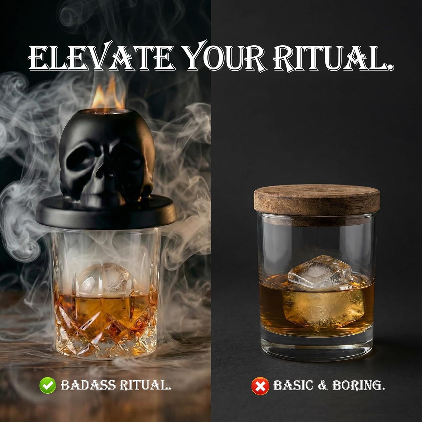 Whiskey Smoker Kit with Torch - Portable Bag, 4 Wood Chips, Cocktail Smoker Infuser Kit, Old Fashioned Drink Smoker Kit, Birthday Bourbon Whiskey Gifts for Men, Dad, Husband (NO Butane)