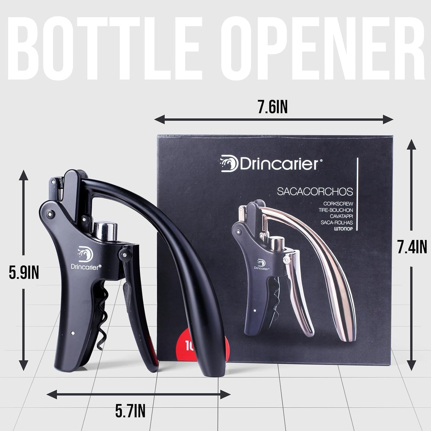 Vertical Lever Corkscrew with Non-Stick Worm, Compact Rabbit Wine Opener Wine Bottle Opener with built-in Foil Cutter