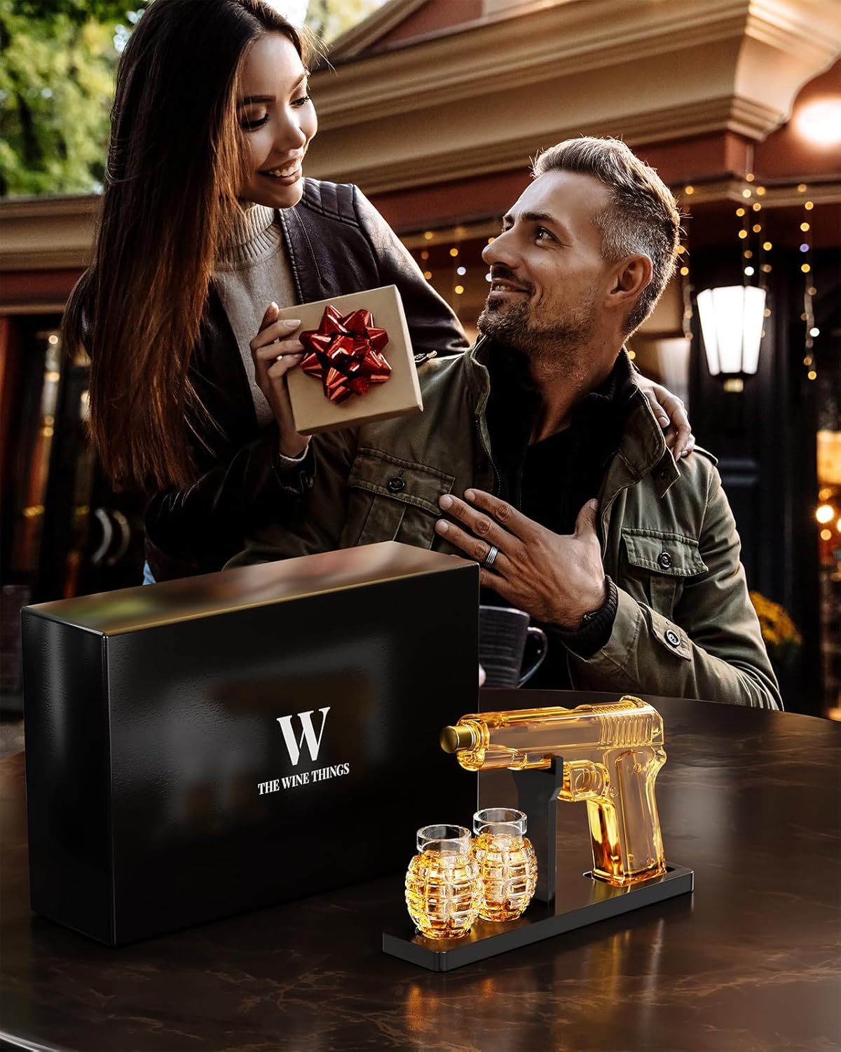 Gifts for Men Dad, Whiskey Decanter Set with 2 Glasses, Ideas for Father, Husband, Boyfriend, Brother, Military Enthusiasts, Birthday, Anniversary, Valentine's Day, Drinking Accessories for Home Bar