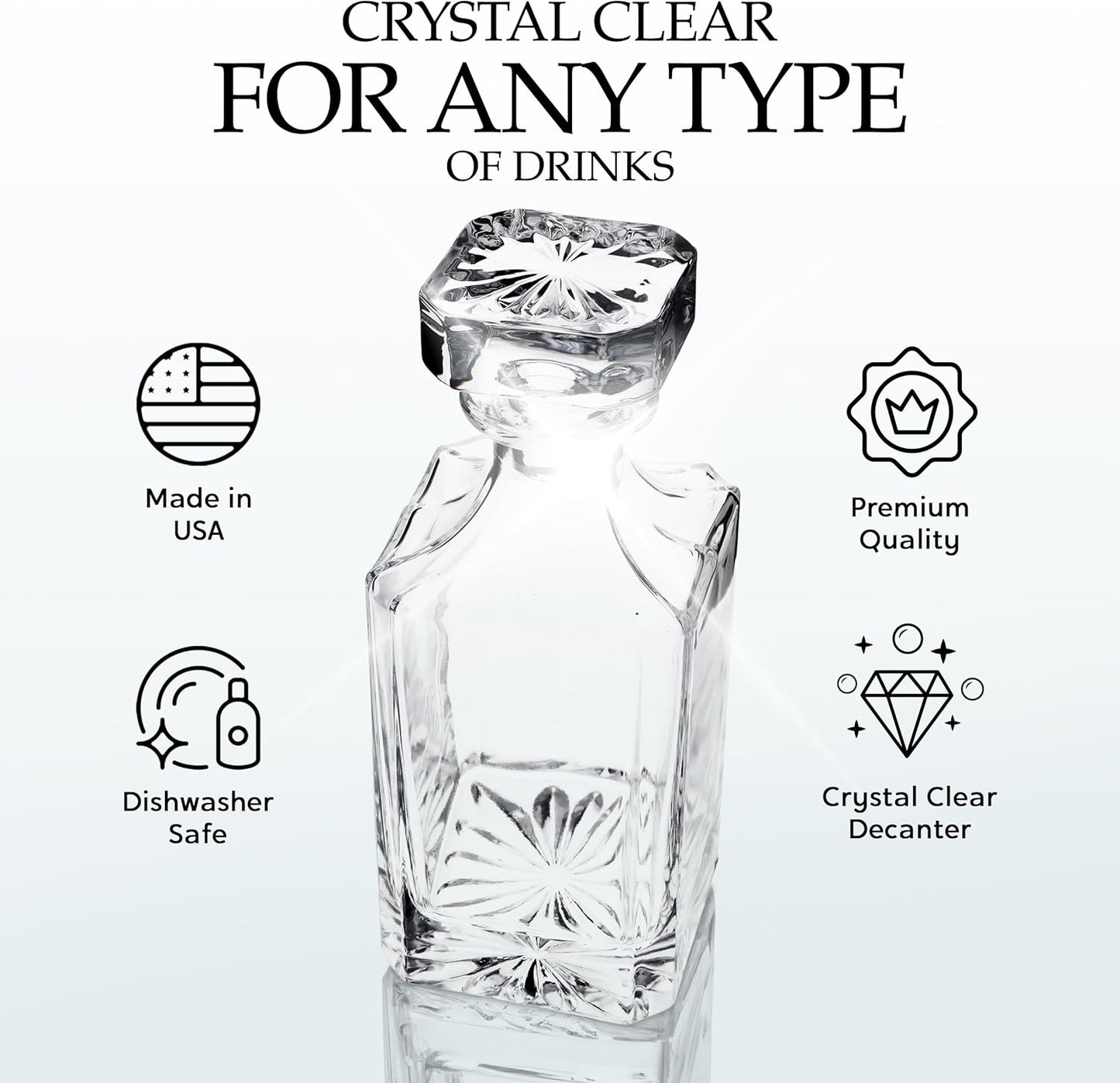 Rogue River Tactical Blank Square Whiskey Decanter With Glass Stopper Custom Gift Flag Men Dad Father's Day Perfect for Laser Engraving Etching
