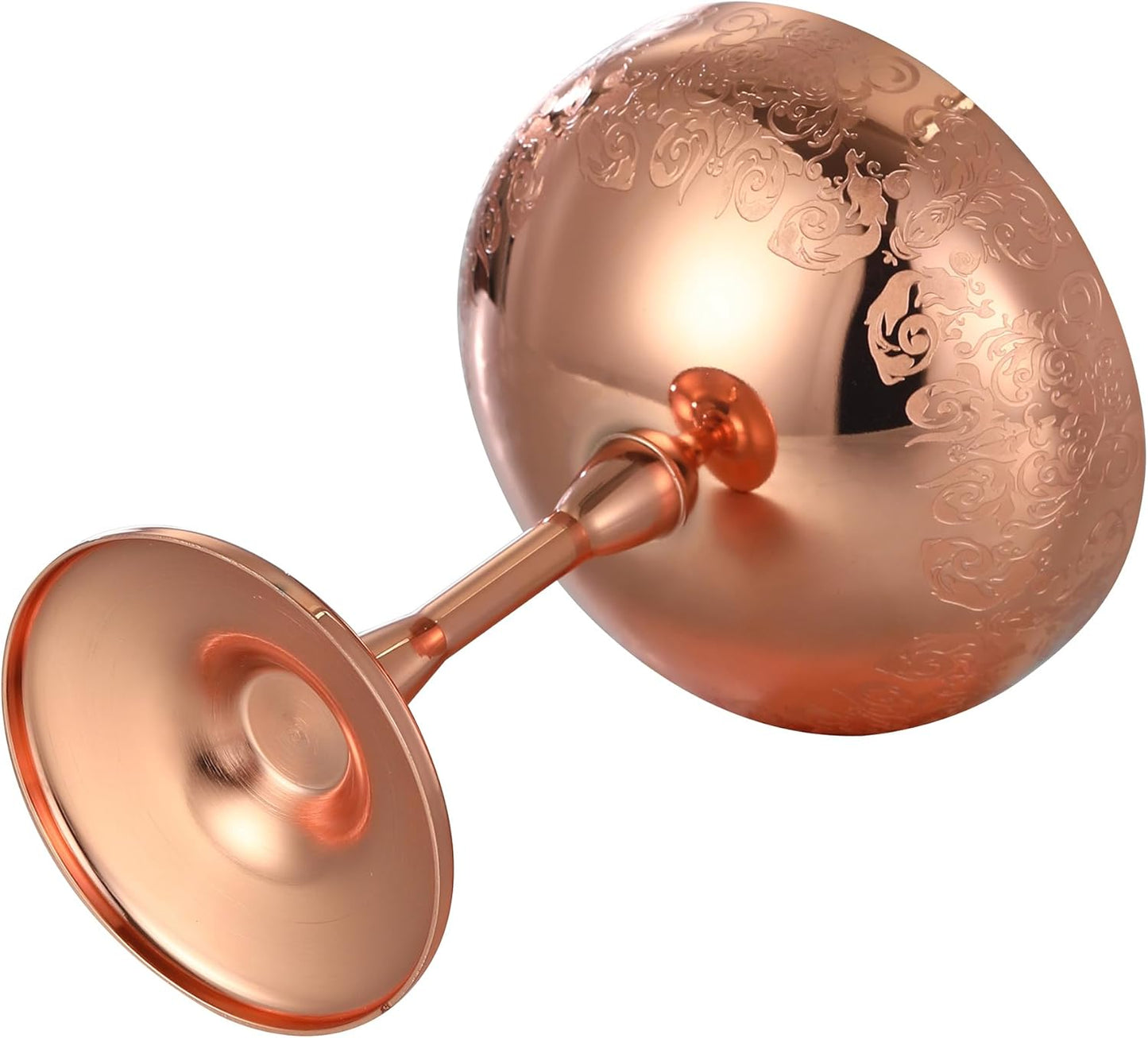 Stainless Steel Coupe Cocktail Glasses Set of 2, Unbreakable Cocktail Glasses for Margarita, Manhattan, Champagne Engraved Design (Copper Plated Set of 2)