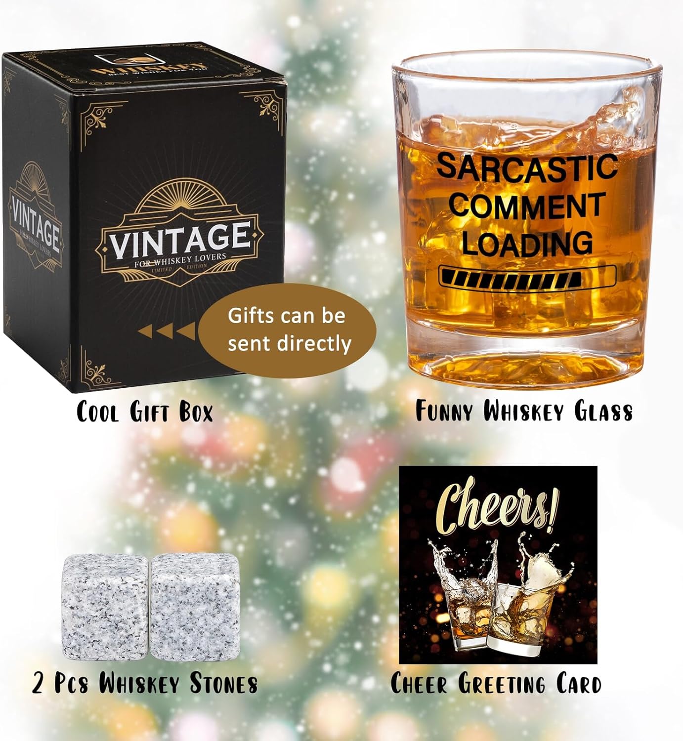 Personalized Whiskey Glasses for Men Women, Christmas Gag Gifts for Dad Daddy, Bourbon Gifts for Men Adults, Boss Day Alcohol Gift, Funny Engraved Whiskey Glasses for Him Husband Brother Boyfriend
