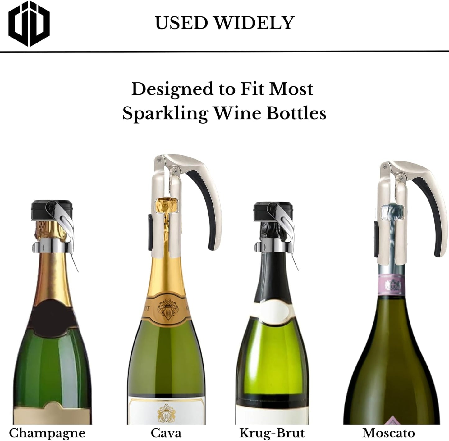 Imbibe & Indulge - Champagne Opener Tool and 2 Sparkling Wine Stopper - Zinc Alloy Champagne Opener, Ergonomic Lever Design + 2 Airtight Stoppers - Sparkling Wine Bottle Stopper, Champagne Accessories