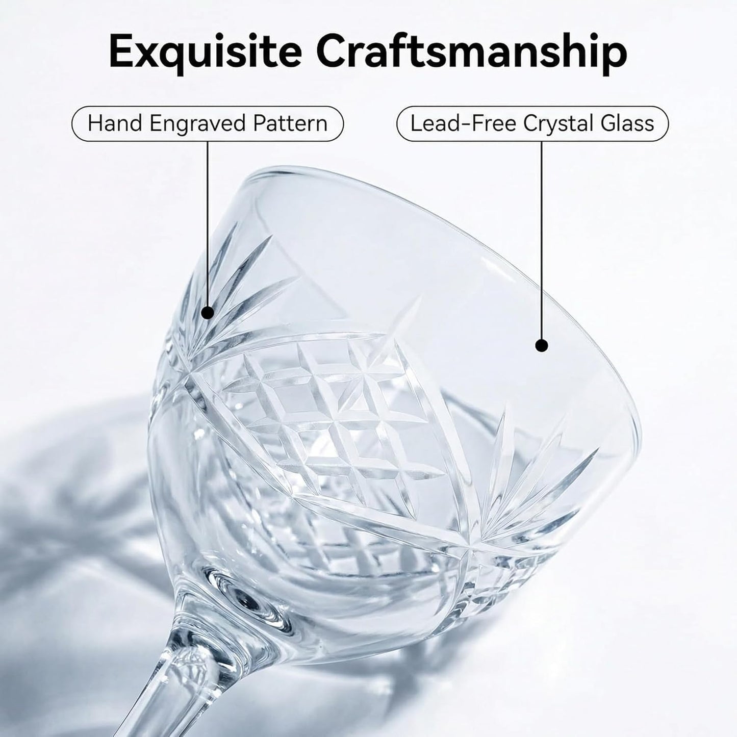 Nick and Nora Cocktail Glass,Vintage Handcrafted Designs Set of 2 - (5oz Lead-Free Crystal Martini & Coupe Glass Set),Unique for Manhattan, Martini, Housewarming, Christimas & Holiday Gifts