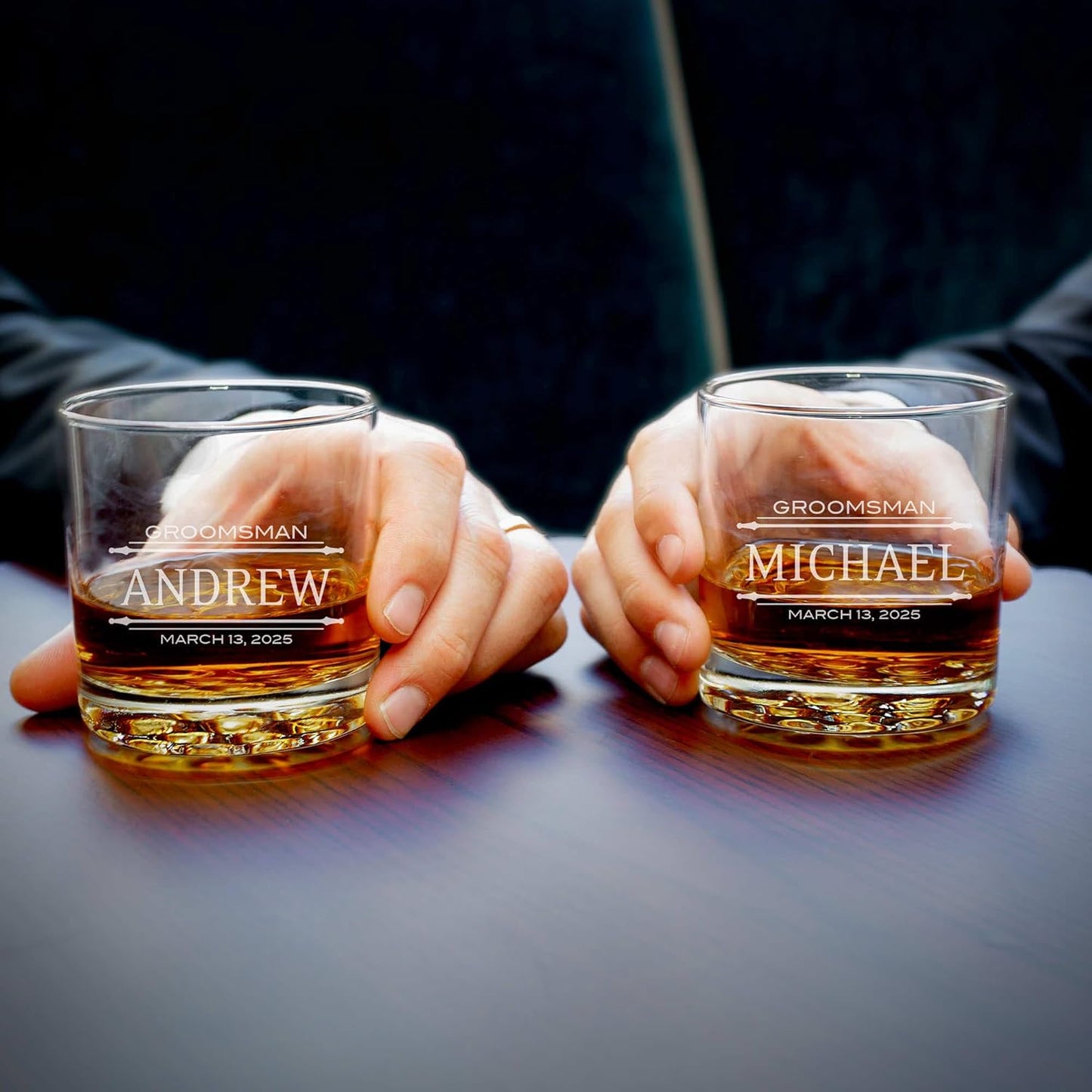 Personalized Whiskey Glasses Set of 4, Custom Engraved Bourbon Rocks Glasses, Customized Whiskey Gifts for Men by Home Wet Bar