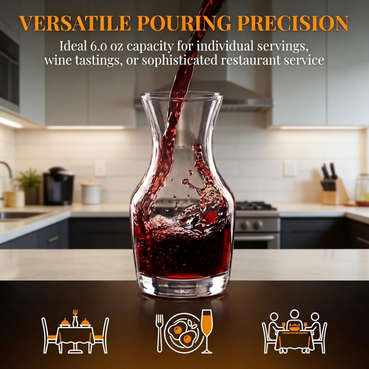 Set of 12 Wine Carafe Glass, 6 Oz Single Serving Mini Decanters for Individual Pours, Small Individual Carafes for Wine, Tasting, Champagne, Juice, Bars, Restaurants