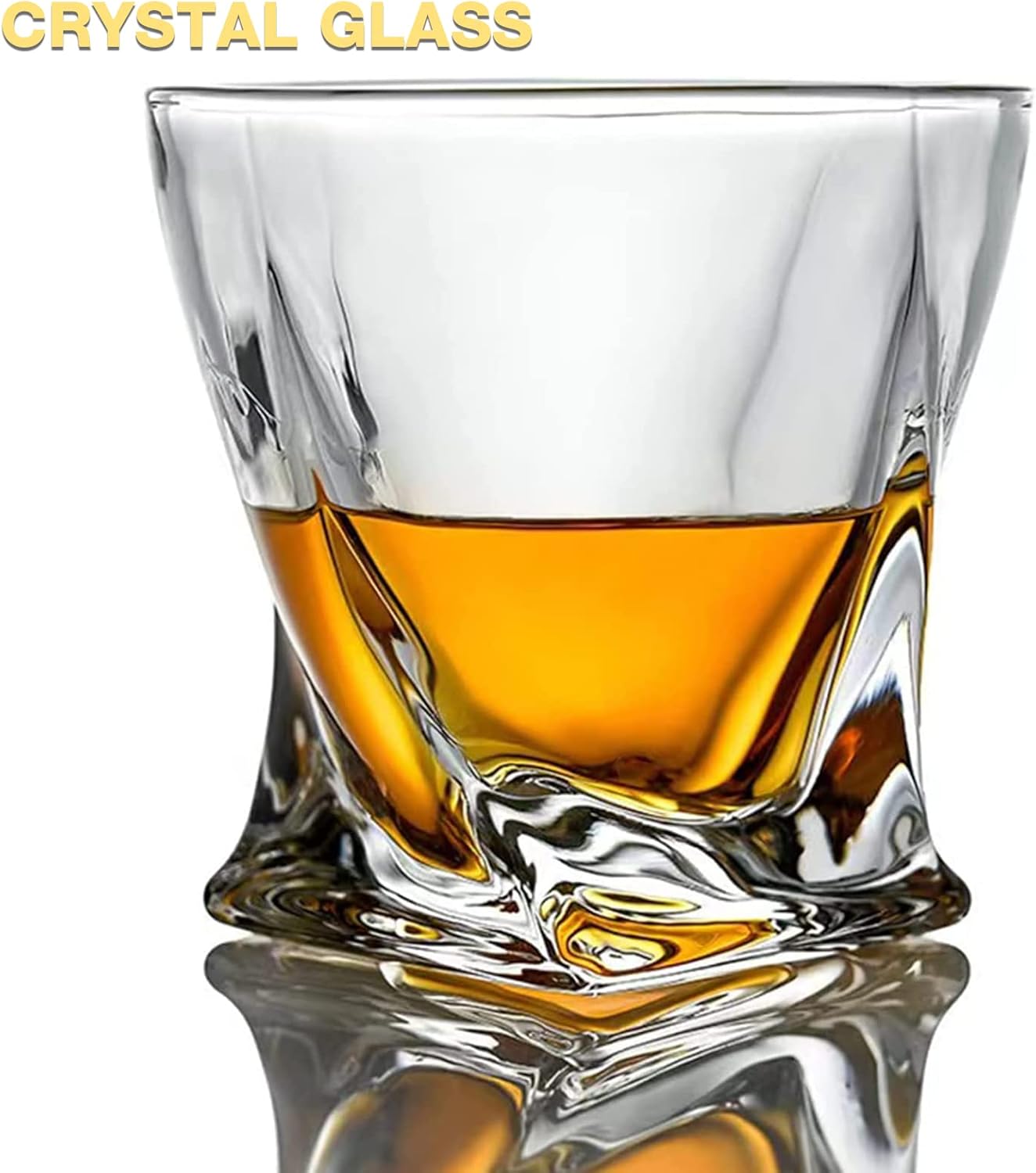 Mfacoy Old Fashioned Whiskey Glasses Set of 4 (2 Crystal Bourbon Glasses, 2 Round Big Ice Ball Molds 11 Oz Rocks Glass with Gift Box, Barware for Scotch Cocktail Rum Vodka Liquor, Gifts for Men