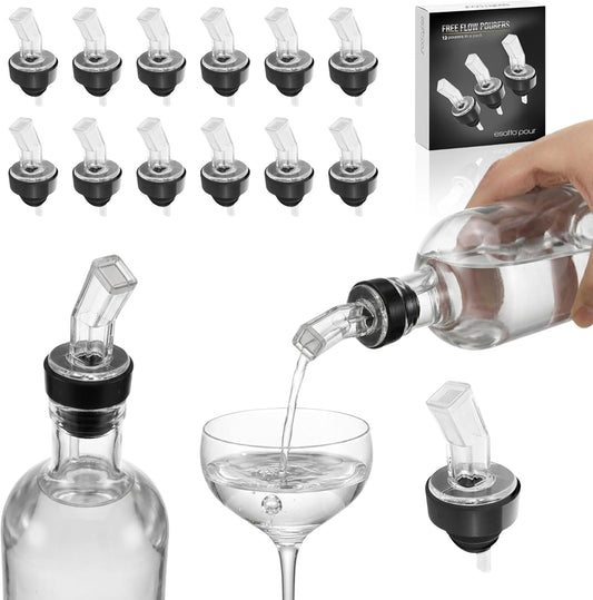 Esatto Pourer with Screen - Premium Quality Liquor Dispenser Pour Spouts with Built-in Filter for Smooth Pouring - Pour Spouts Ideal for Bartenders, Home Bars, and Parties (12 Pack)
