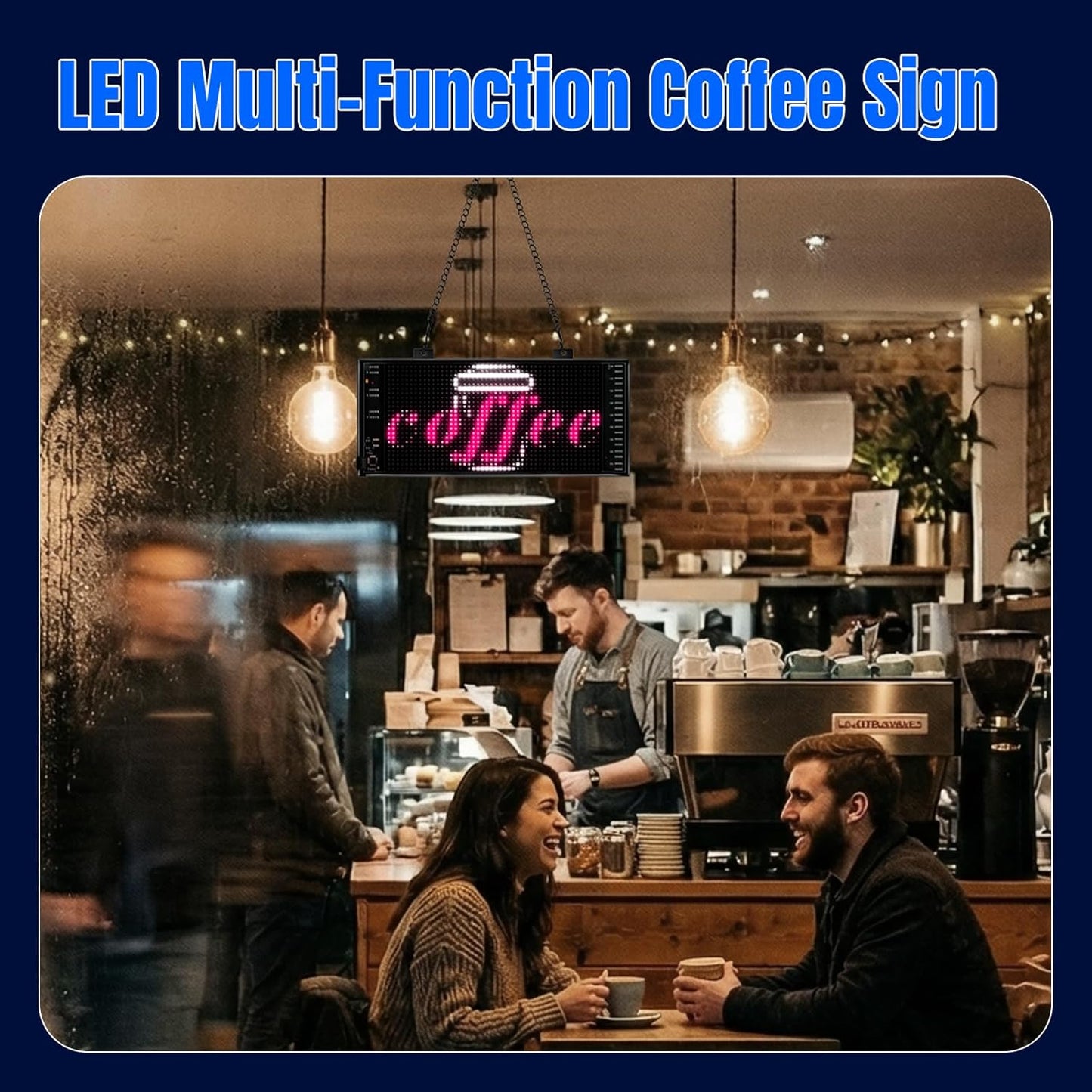 LED Sign - APP Control DIY Programmable Custom Sign Waterproof Flexible USB 5V 2A LED Open Sign Scrolling&Stationary Display for Window Ads,Parties Weddings Store Bar Hotel NEMGOME