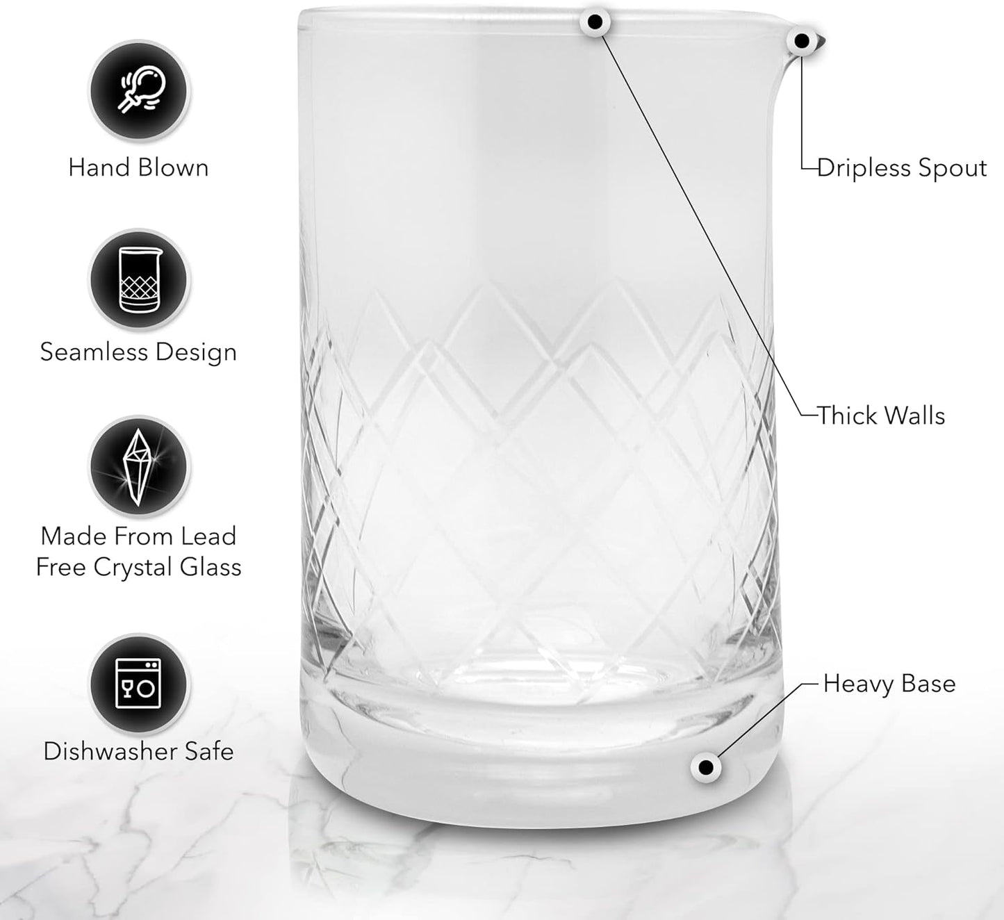 The Art of Craft Professional Bartending Set for Shaken and Stirred Drinks: Boston Cocktail Shaker, Hawthorne Strainer, Japanese Jigger, Bar Spoon and Crystal Mixing Glass
