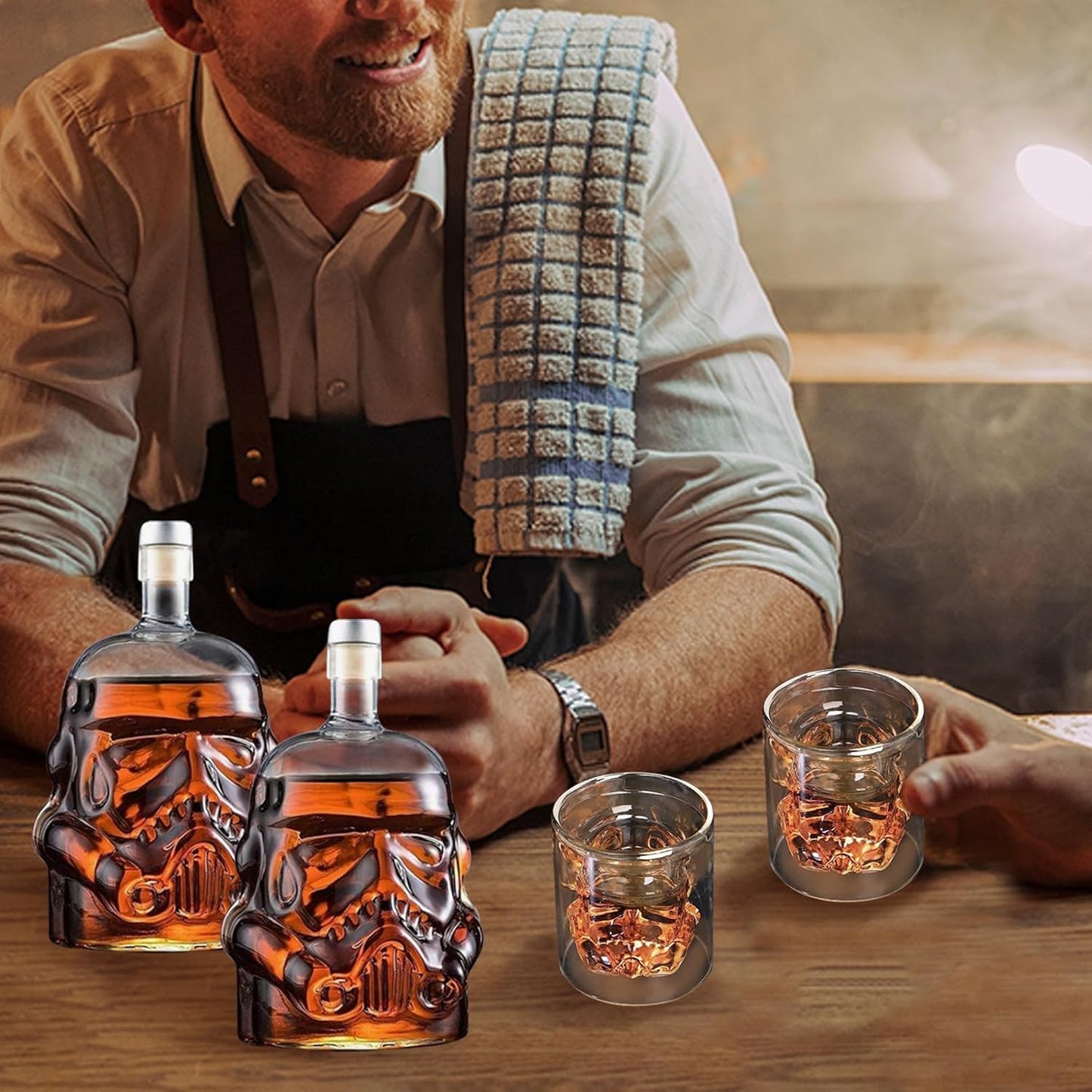 Tfwadmx 750ml Transparent Creative Whiskey Decanter, Whiskey Carafe for Wine Scotch, vodka alcohol liquor Stormtrooper Bottle Decanter Gifts for Men Women