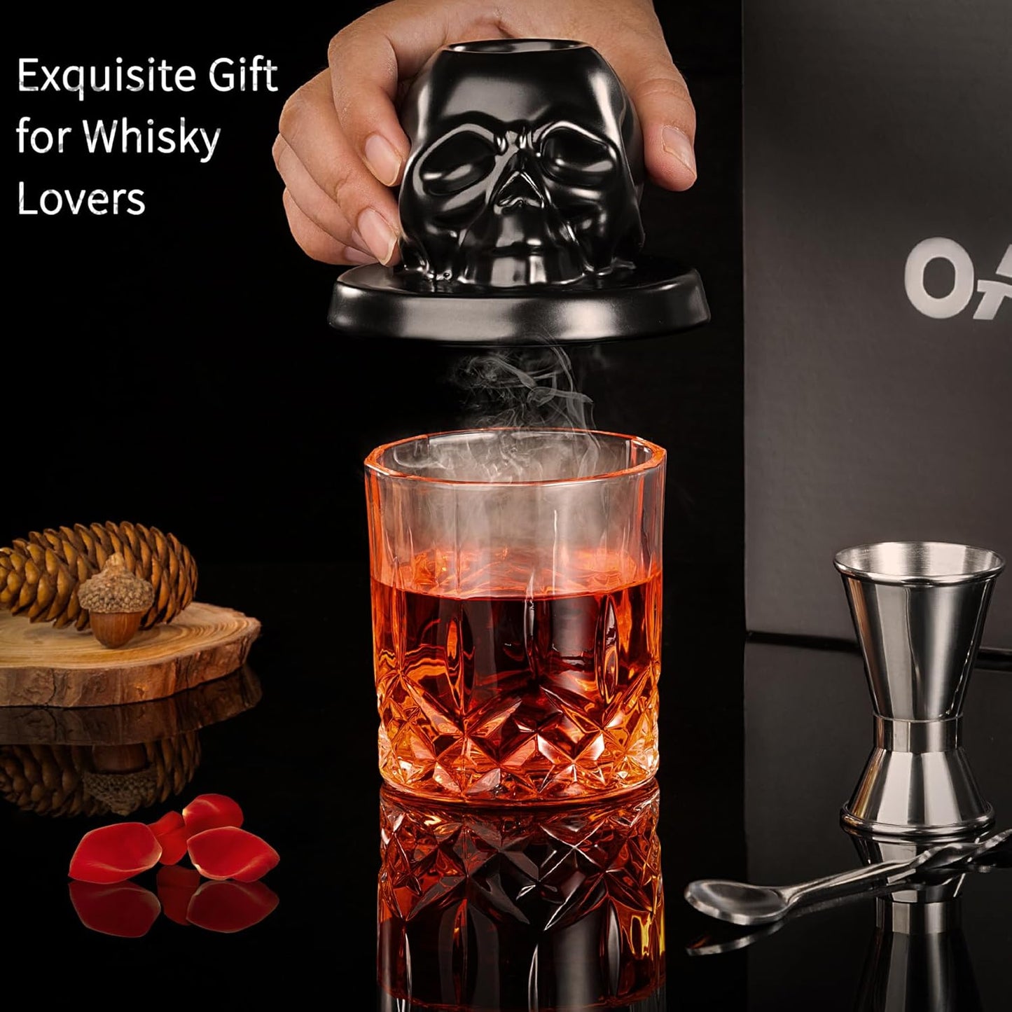 Whiskey Smoker Kit with Torch - 21 Sets - 6 Flavors Wood Chips - Bourbon, Cocktail Smoker Infuser Kit, Old Fashioned Drink Smoker Kit, Birthday Bourbon Whiskey Gifts for Men, Dad, Husband (No Butane)