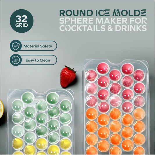 Premium Durable Round Cute Ice Ball Mold – Stackable Plastic Ice Maker for Cocktails & Water Bottles – Ultimate Ice Mold for Perfectly Cool Ice Drinks!