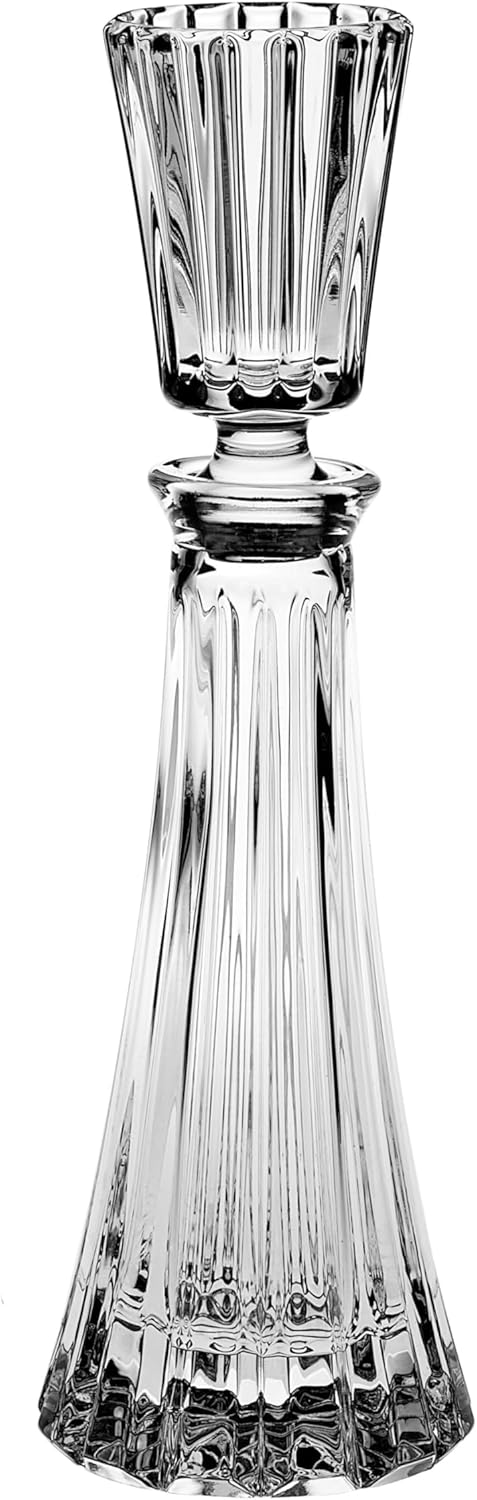 Barski Crystal - Glass -Mouthwash Decanter with 1.75 oz Cup Stopper - (can use the stopper as a Tumbler) 8.6" Height - 3 Oz. Decanter - Vertical Lines Design - Made in Europe