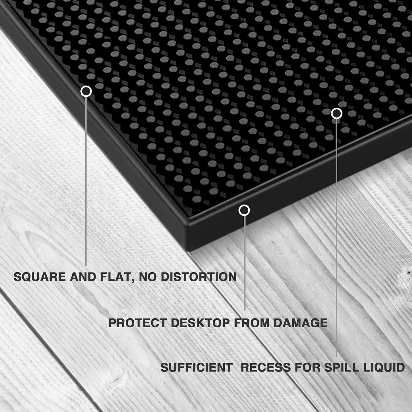 BARsics PVC Bar Service Mat for Cocktail Bartender 18x12 inches (Black)