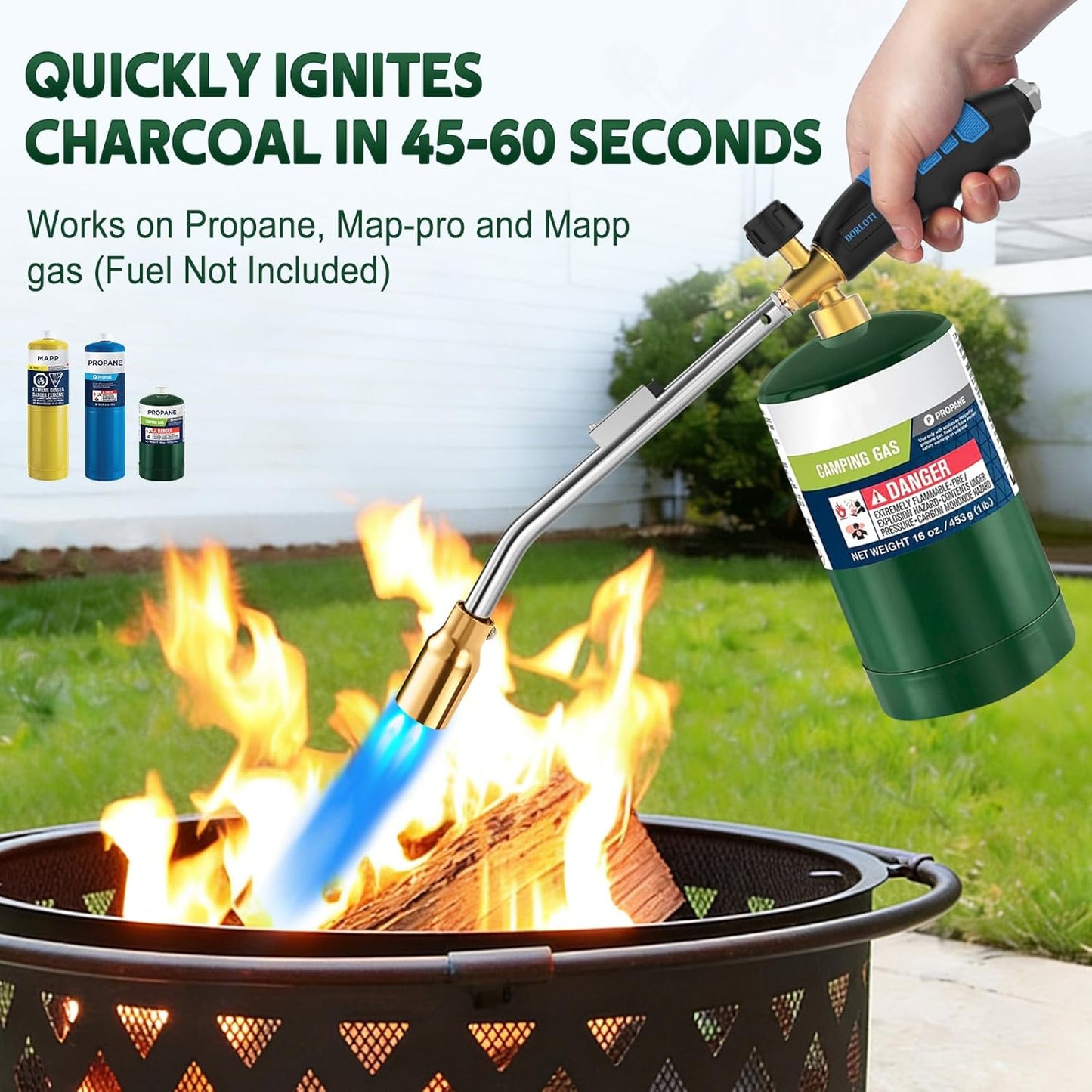 Grill Torch Charcoal Torch Lighter Campfire Starter Kitchen Torch Grill & Cooking Propane Torch Chef Blow Torch for Charcoal Starter BBQ Searing Weeding(Fuel Cylinder Not Included)