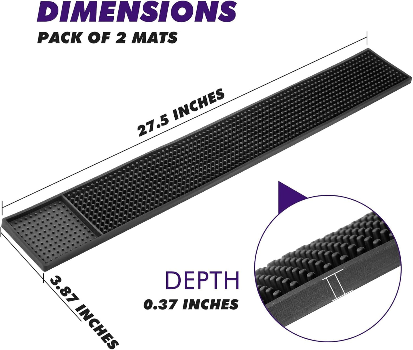 Bar Mat Non-Slip Rubber Bar Mats for Countertop Bartending Bar Service Spill Matt Bar Restaurant Table Drink Mat for Barber Station Hair Salon (24 x 3 in)