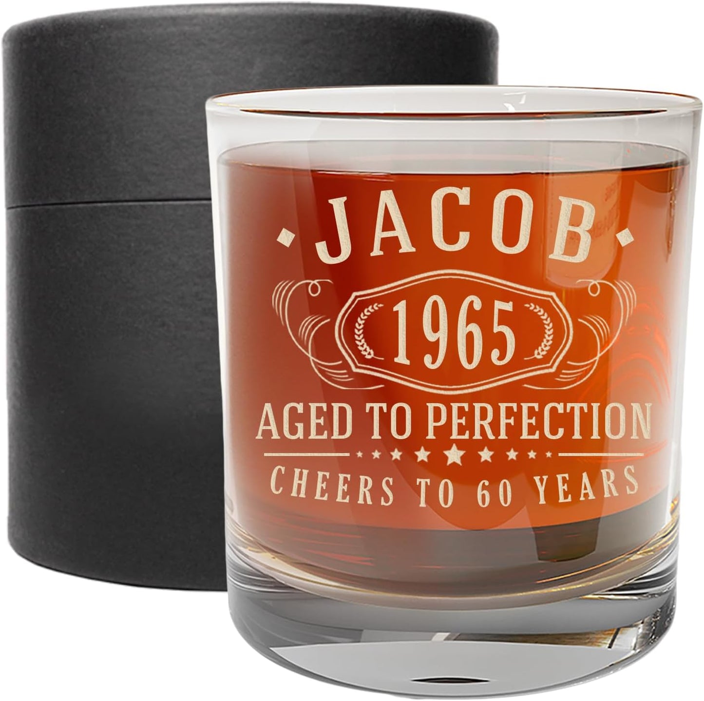 Personalized Vintage 60th Etched Whiskey Glass - Custom 1966 60th Birthday Gifts for Men - Cheers to 60 Years old - 60 Birthday for Men - Scotch Bourbon Dad Women Retirement 1.0