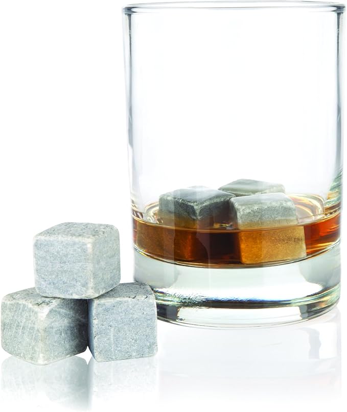 Viski 4358 Glacier Rocks Stainless Steel Ice Cubes Reusable Ice Cubes for Drinks, Whiskey, Bourbon, Scotch, Metal Ice Cubes, Cocktail Accessories Set of 4 Silver - Soapstones