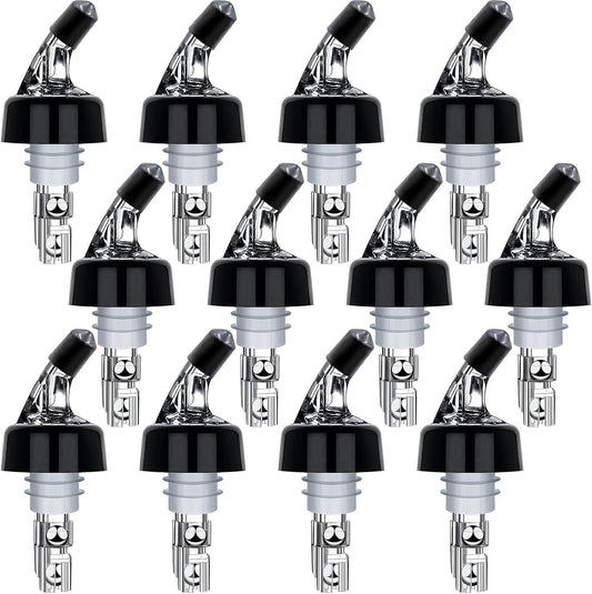 Automatic Measured Bottle Pourers Pack of 12 Liquor Bottle Pourers 1 oz (30 mL) Quick Shot Spirit Measure Wine Pourer Spouts Drinks Wine Cocktail Whiskey Dispenser Bartender Home Bar Tools (12pcs) - Clear12
