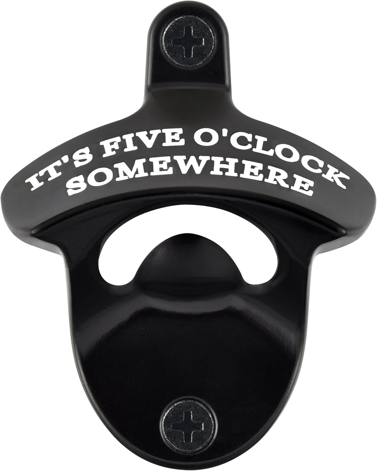 Rustproof Wall Mounted Bottle Opener Black with White, Stainless It's Five O'Clock Somewhere Beer Bottle Cap Opener Cooler Mounted for Party Kitchen