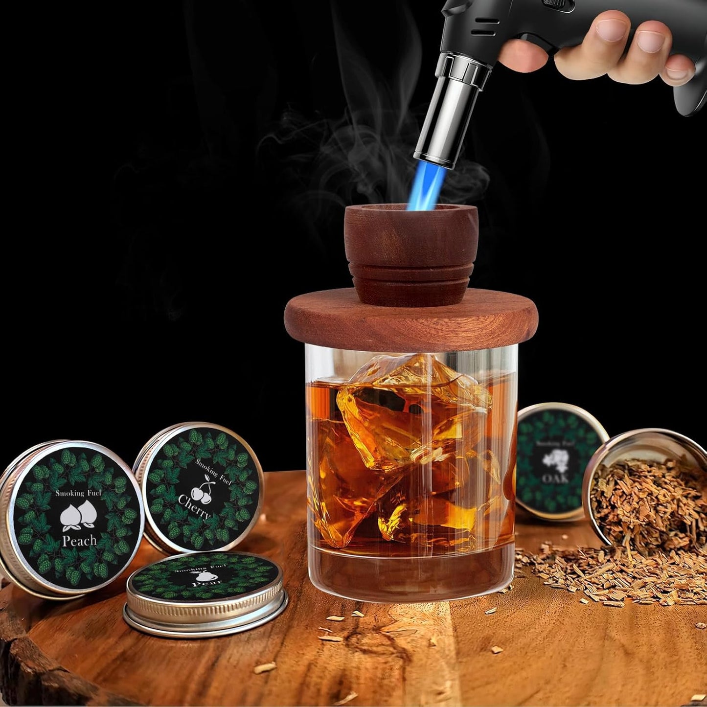 Whiskey Smoker Kit with Torch, Birthday Gifts for Him, Men, Dad, Husband, Cocktail Smoker Infuser Kit Old Fashioned Drink Smoker Kit Fathers Day Bourbon Gifts