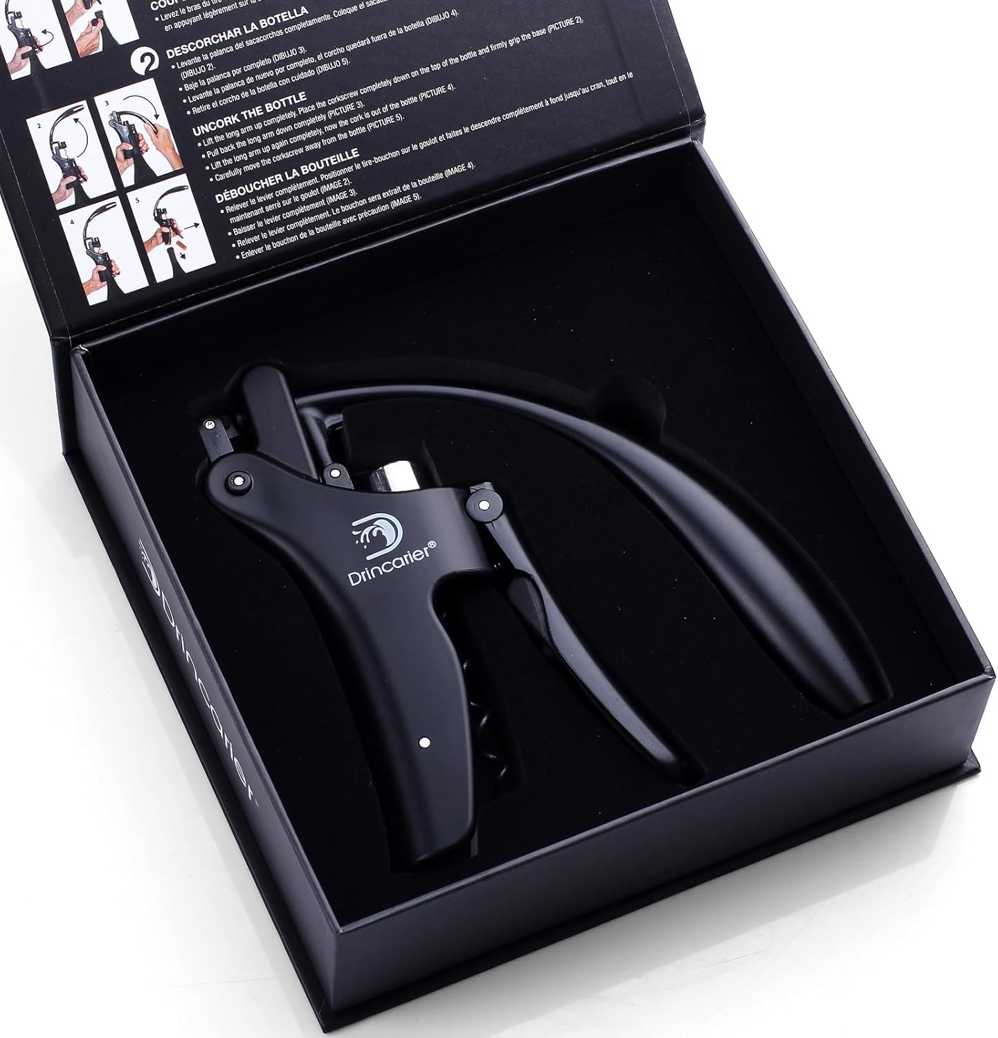 Vertical Lever Corkscrew with Non-Stick Worm, Compact Rabbit Wine Opener Wine Bottle Opener with built-in Foil Cutter