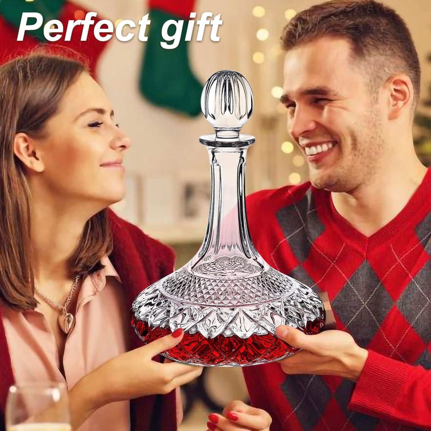 50oz Wine Decanter Crystal Bottle for Wine with Stopper- Top Red Wine Decanter Carafe Bottle with Luxury Box .Elegant Gift for Men/Women