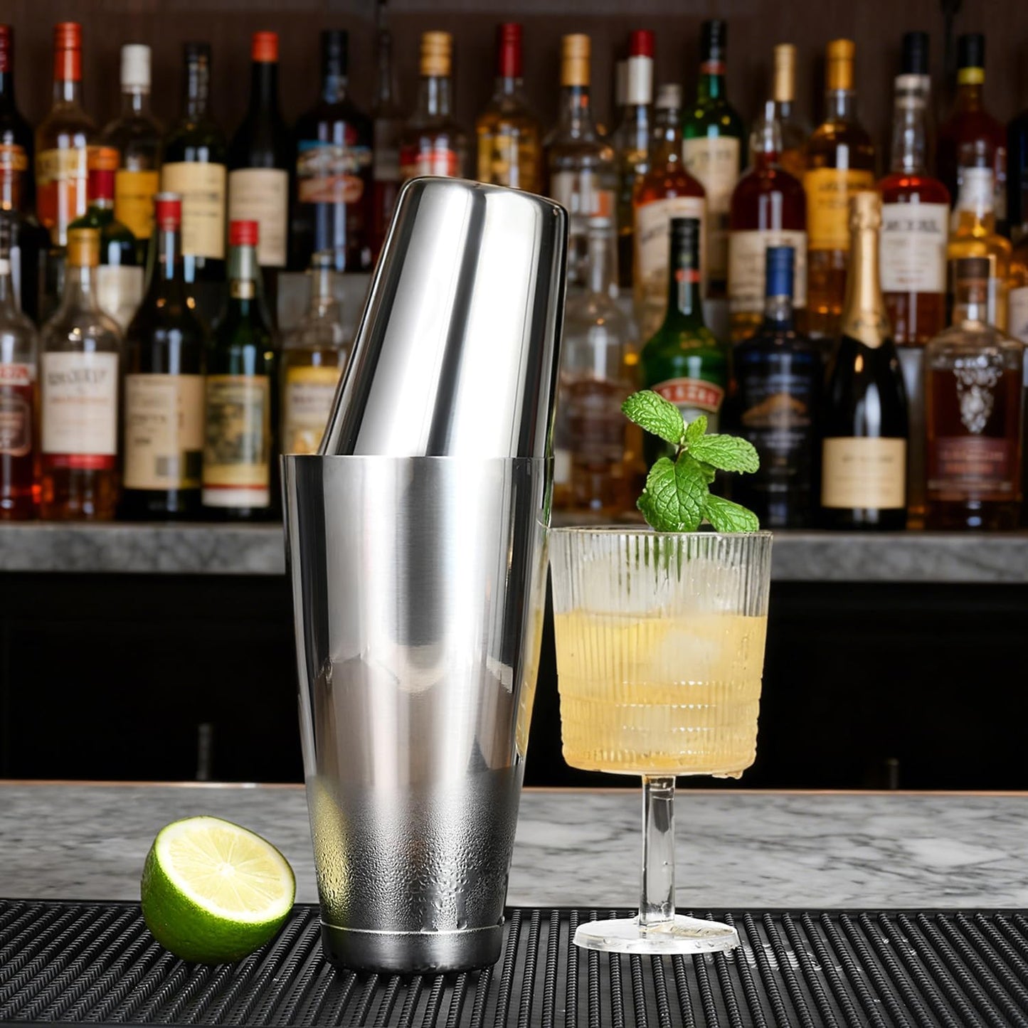 Bulk Cocktail Shakers Bartending - 6pc Boston Bar Shaker Tins Stainless Steel, Commercial 18oz 28oz Metal Shaking Tin Set, Professional Bartender Kit for Drinks, Bar Supplies - Silver